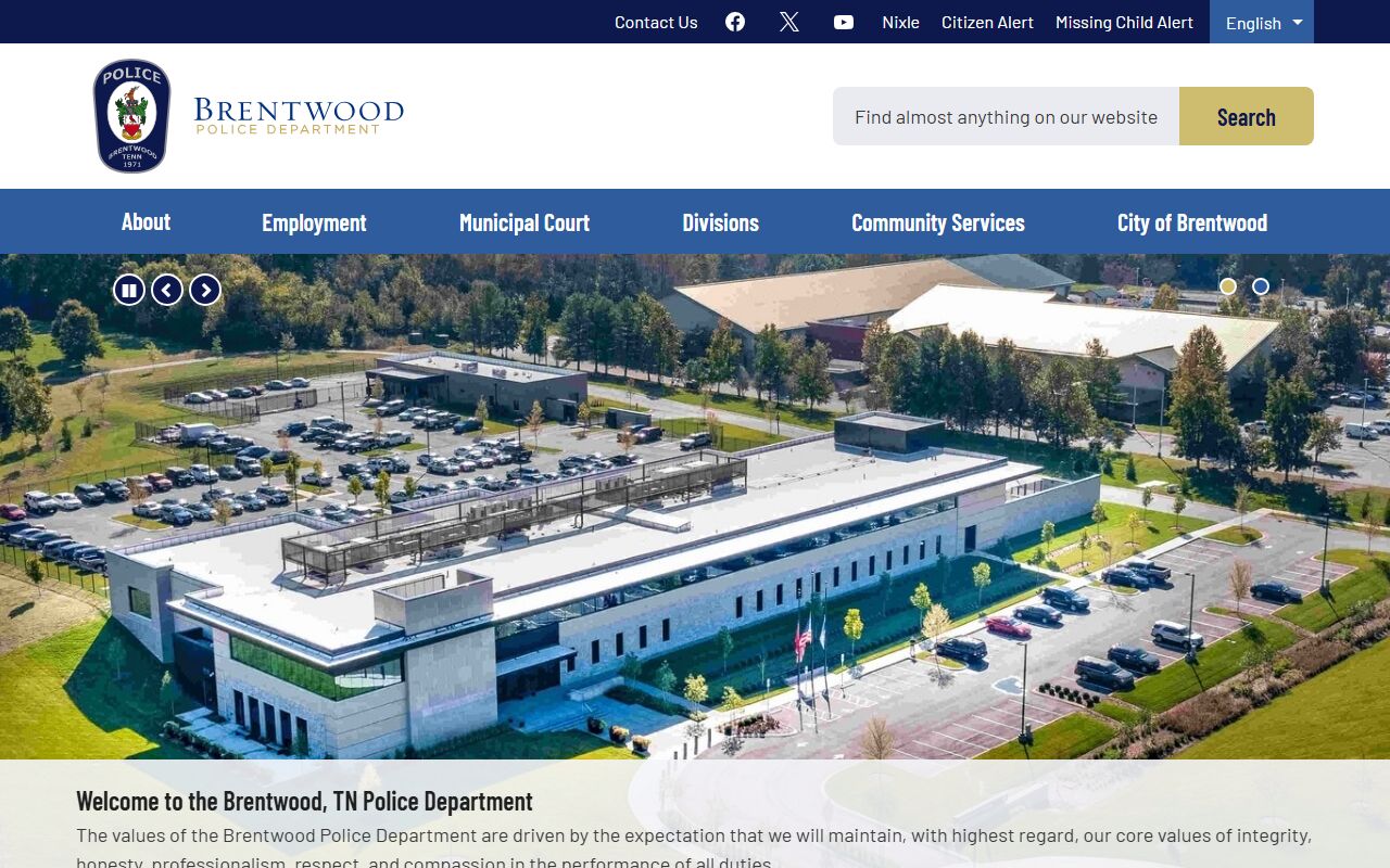 Brentwood Police Records page for the Brentwood Police Department