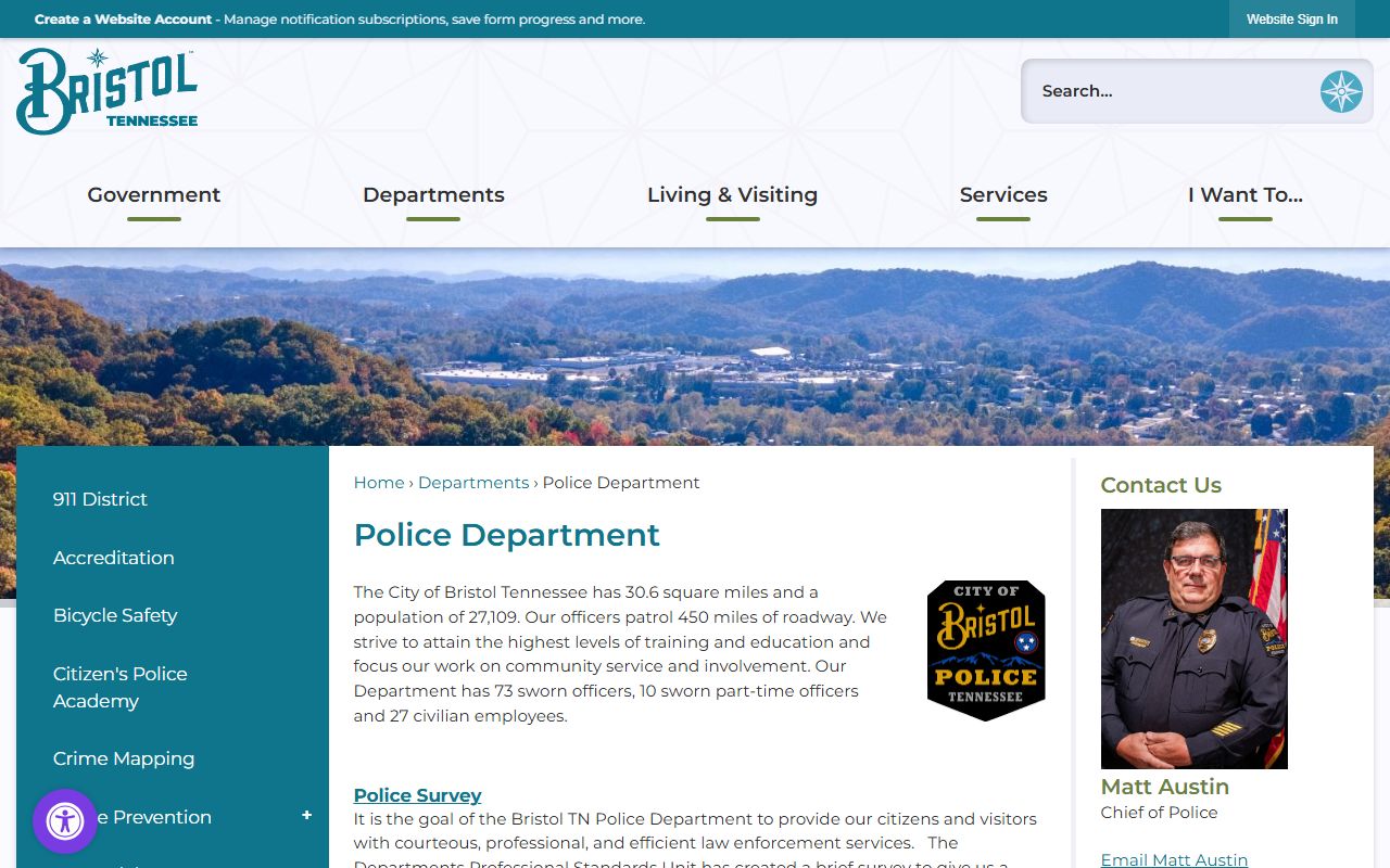 Bristol Police Records city police department page