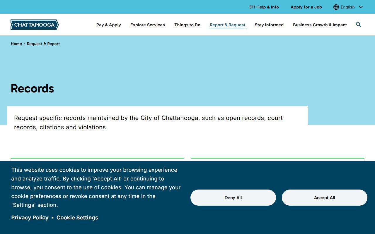 Chattanooga Police Records open records request page for city report access