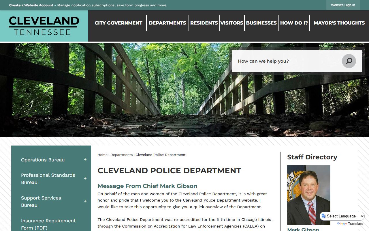 Cleveland Police Records main police department page for local records access