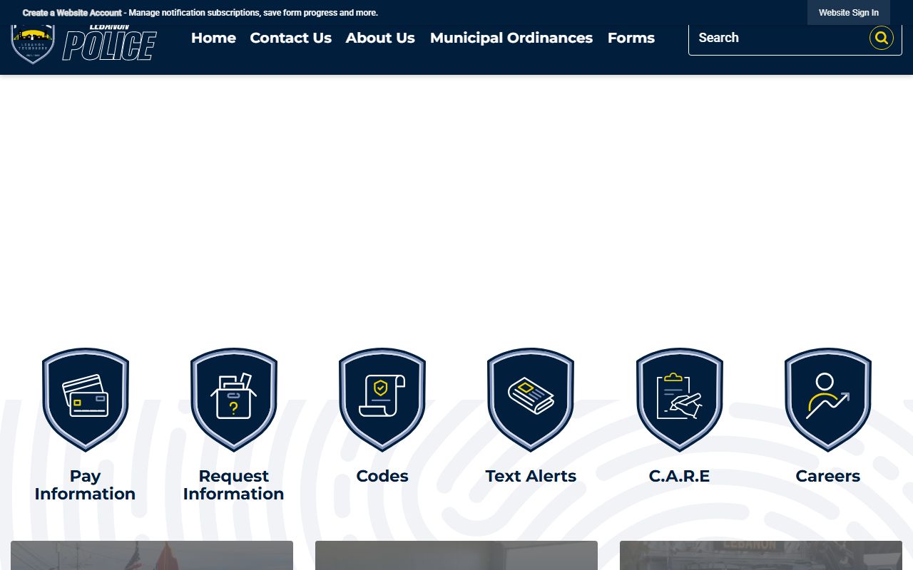 Lebanon Police Records main police department page and city records source