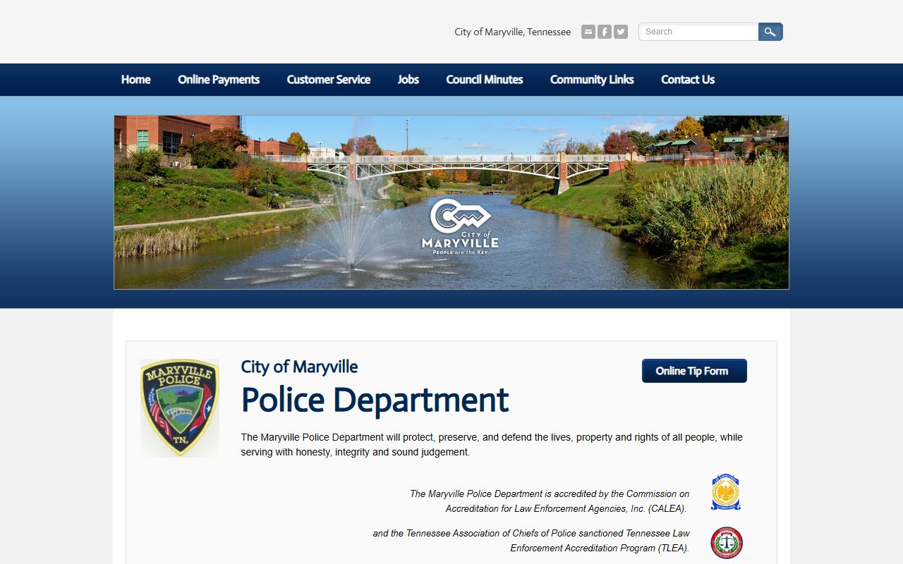 Maryville Police Records city department page for local record access