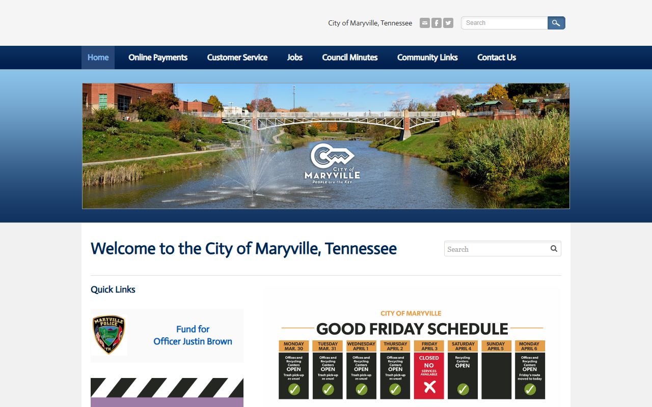 Maryville Police Records public records page for the city request process