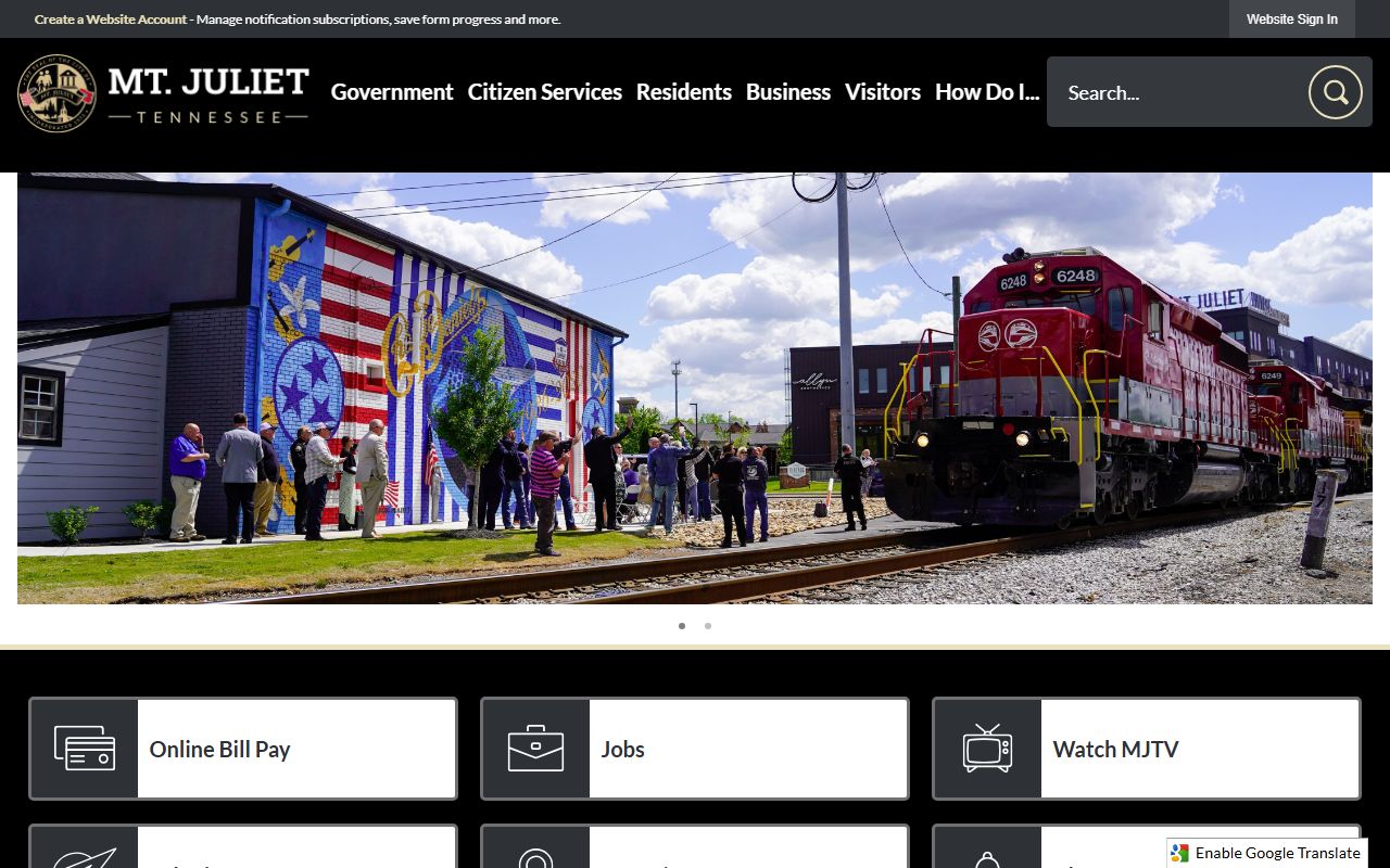 Mount Juliet Police Records page for the Mount Juliet Police Department