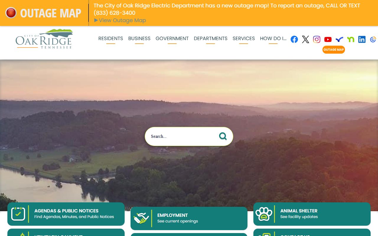 Oak Ridge Police Records request form page for city records access