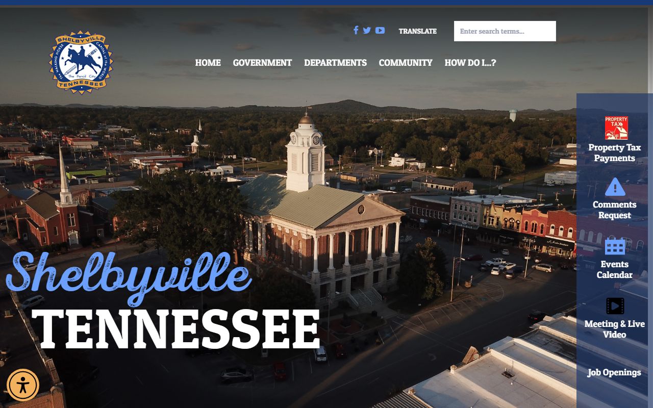 Shelbyville Police Records page for the Shelbyville Police Department