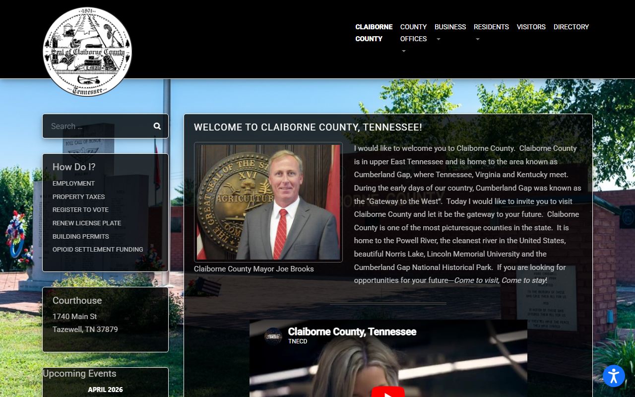 Claiborne County Police Records county website for official local records and contact path