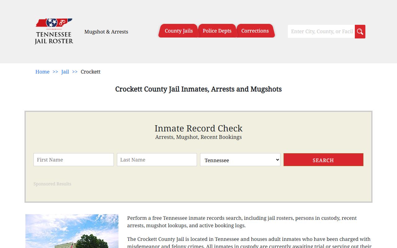 Crockett County Police Records local sheriff and jail contact path