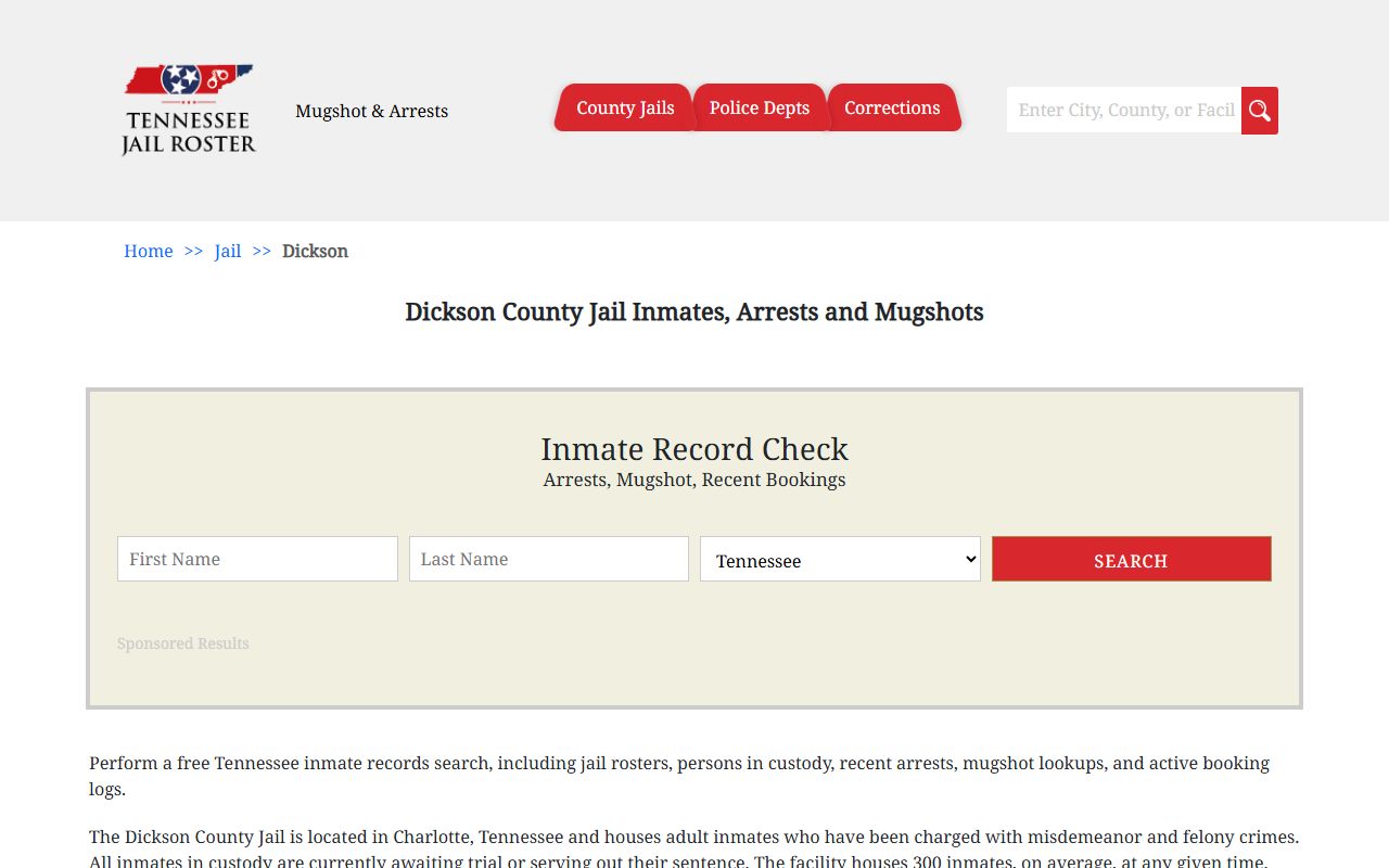 Dickson County Police Records alternate sheriff page
