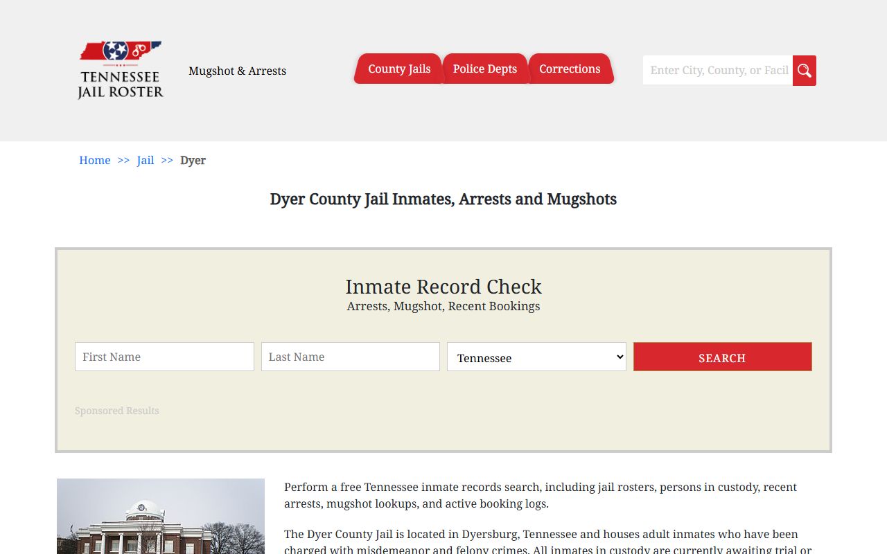Dyer County Police Records jail roster reference used only as a secondary visual aid