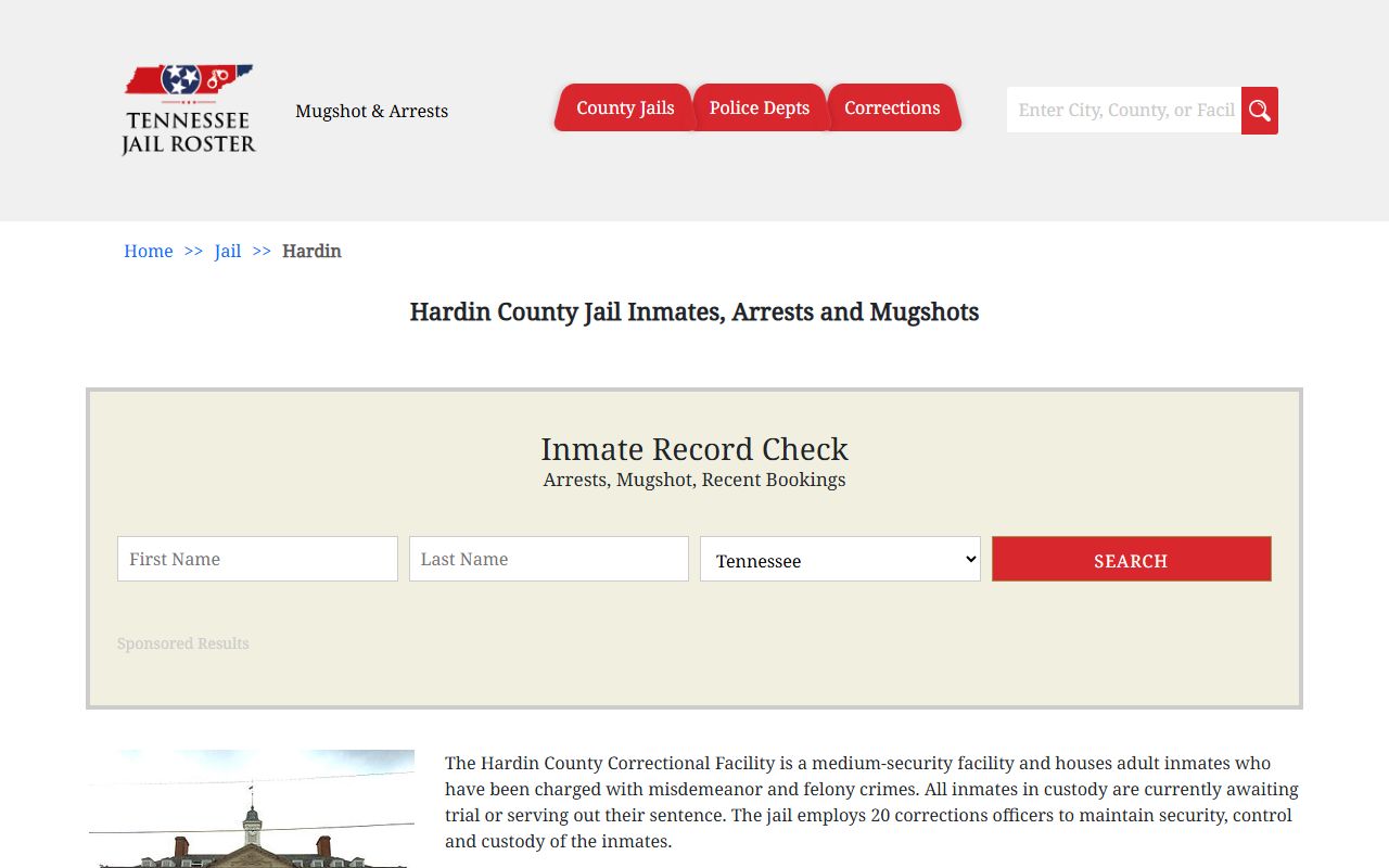 Hardin County Police Records jail roster reference used only as a secondary visual aid