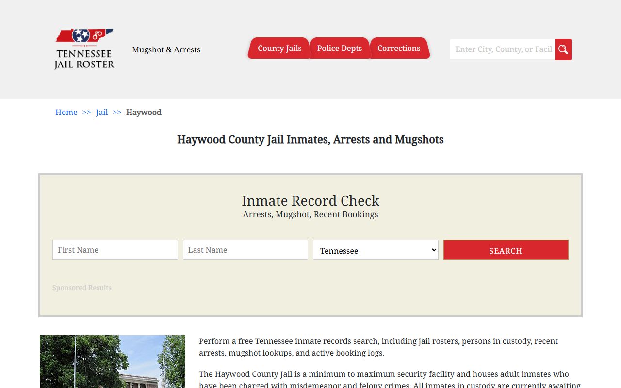 Haywood County Police Records jail roster reference used only as a secondary visual aid