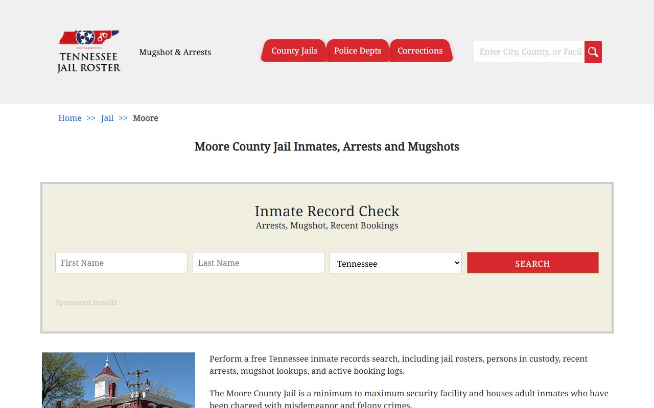 Moore County Police Records jail reference image used only as a secondary visual lead