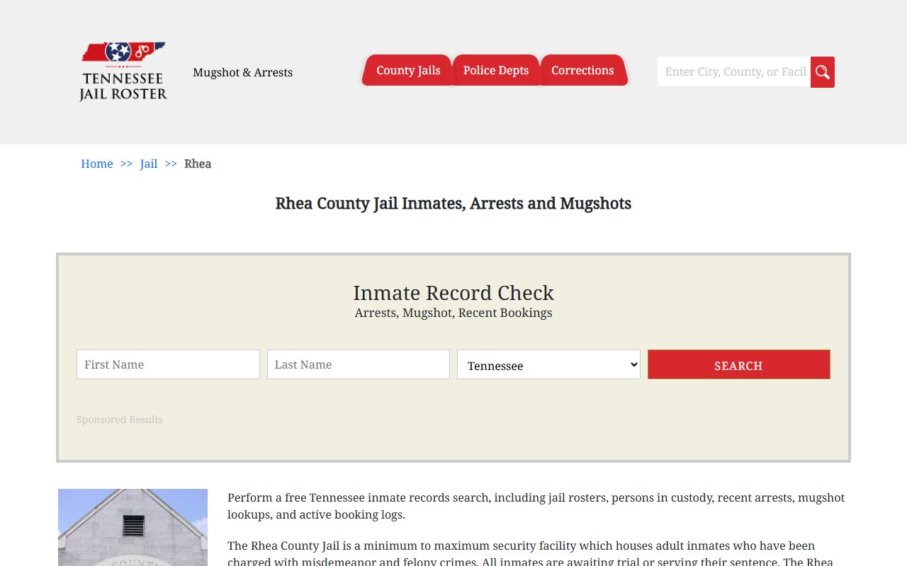 Rhea County Police Records jail reference image used only as a secondary visual lead
