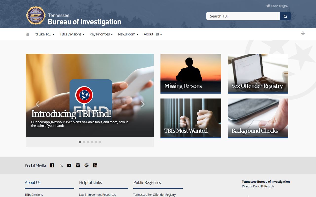 Tennessee Police Records resources on the Tennessee Bureau of Investigation website